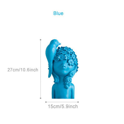 Resin Bird Flower Girl Figurines
